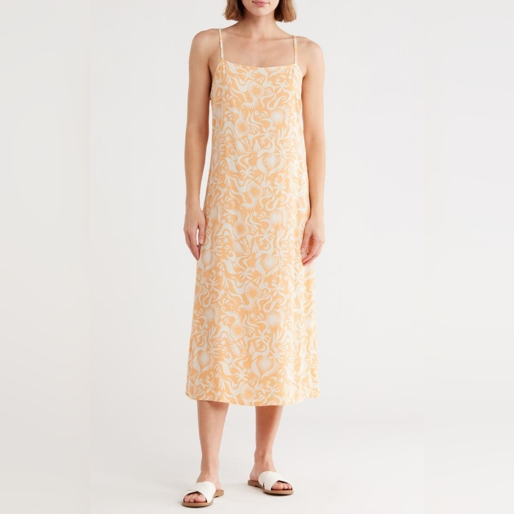 Light Peach Floral Slip Midi Dress